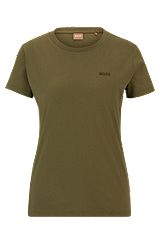 Slim-fit T-shirt van katoenen jersey met logodetail, Donkergroen