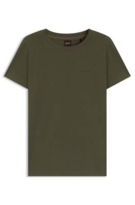 Hugo Boss Cotton-jersey Slim-fit T-shirt With Logo Detail In Green