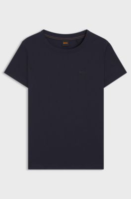 Cotton T-shirt with tonal chest logo, Dark Blue