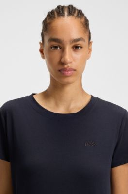 T-Shirt aus Baumwoll-Jersey mit Logo-Detail, Dunkelblau