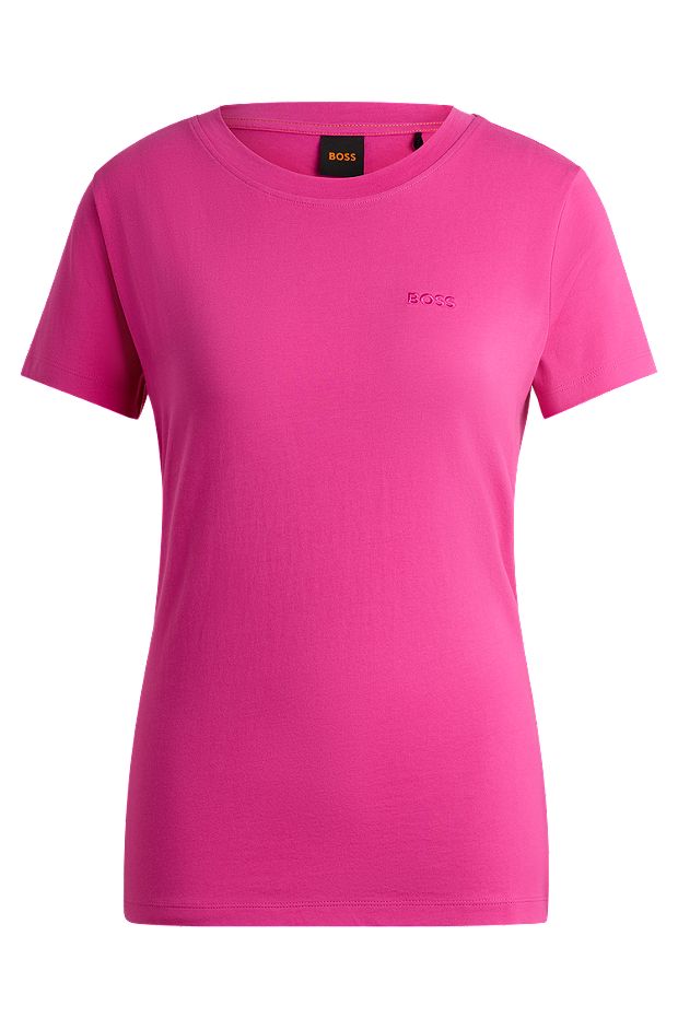 Cotton-jersey slim-fit T-shirt with logo detail, Purple