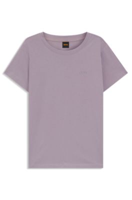 Cotton-jersey slim-fit T-shirt with tonal logo, Light Purple