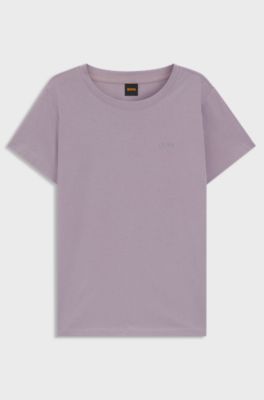 Cotton-jersey T-shirt with logo detail, Light Purple