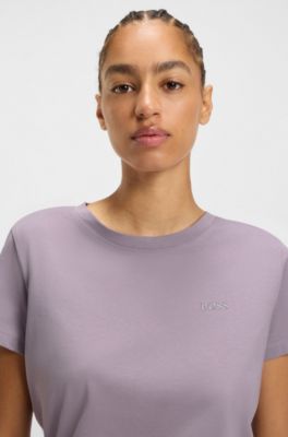 T-shirt en jersey de coton avec d&eacute;tail logot&eacute;, Violet clair
