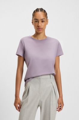 T-shirt en jersey de coton avec d&eacute;tail logot&eacute;, Violet clair