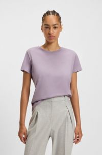 T-Shirt aus Baumwoll-Jersey mit Logo-Detail, Flieder