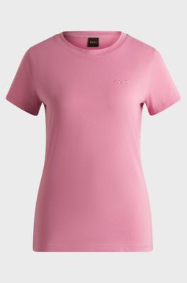 T-shirt en jersey de coton avec d&eacute;tail logot&eacute;, Violet clair