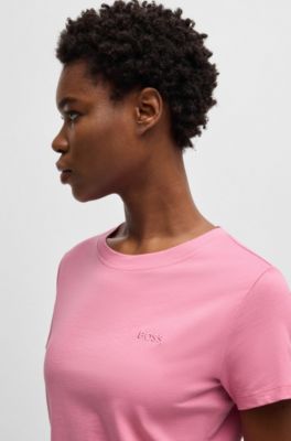 Cotton-jersey slim-fit T-shirt with tonal logo, Light Purple