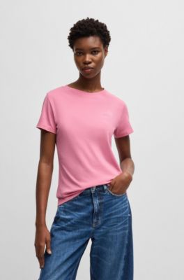 T-Shirt aus Baumwoll-Jersey mit Logo-Detail, Flieder