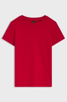 Cotton T-shirt with tonal chest logo, Red
