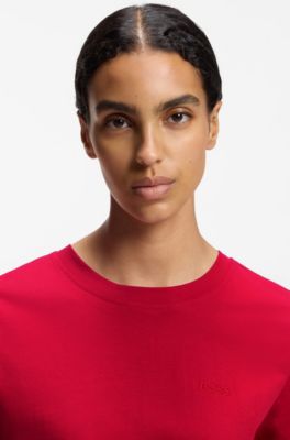 Cotton T-shirt with tonal chest logo, Red