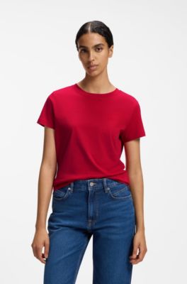 Cotton T-shirt with tonal chest logo, Red