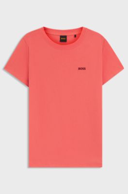 T-shirt van katoenen jersey met logodetail, lichtrood