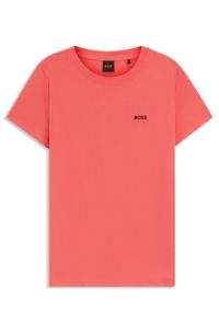 T-shirt slim fit in jersey di cotone con logo tono su tono, Rosso chiaro