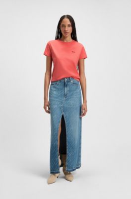 Cotton-jersey slim-fit T-shirt with tonal logo, Light Red