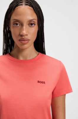 Cotton-jersey T-shirt with logo detail, Light Red