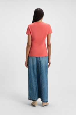 Cotton-jersey slim-fit T-shirt with tonal logo, Light Red