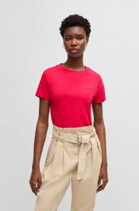 Slim-fit T-shirt van katoenen jersey met ton-sur-ton logo, Donkerroze