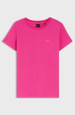 Cotton T-shirt with tonal chest logo, Pink