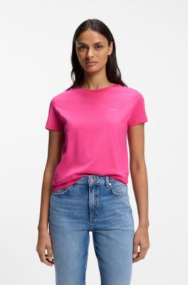 Cotton T-shirt with tonal chest logo, Pink