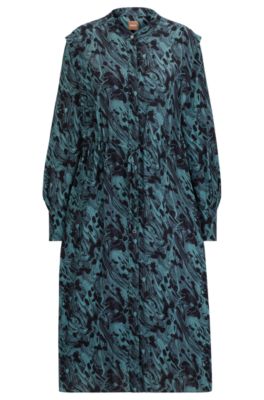 Abstract-printed dress with drawcord waist, Patterned