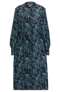 Abstract-printed dress with drawcord waist, Patterned