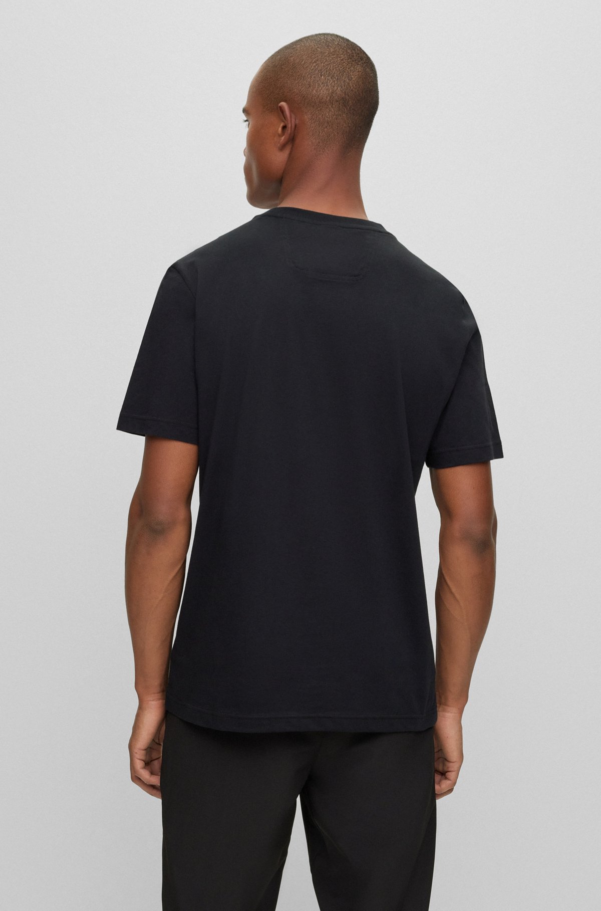 Contrast logo-print T-shirt in cotton jersey, Black