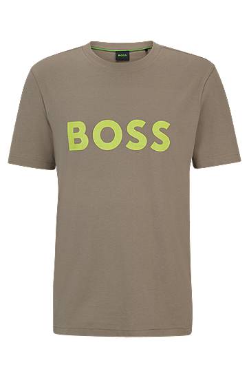 Hugo Boss Contrast Logo-print T-shirt In Cotton Jersey In Gray