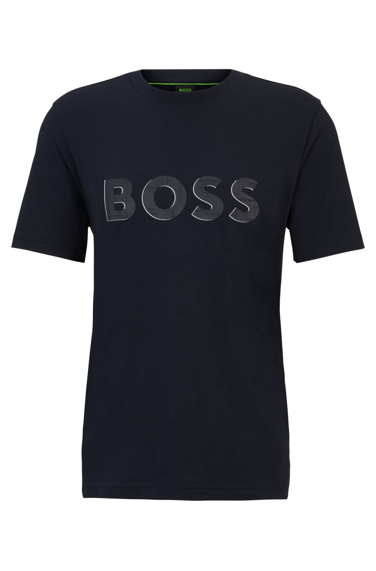 Contrast logo-print T-shirt in cotton jersey, Dark Blue