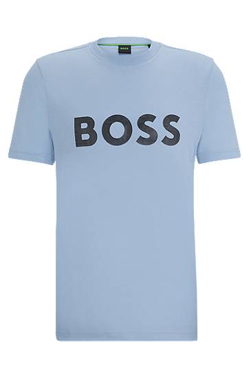 Hugo Boss Contrast Logo-print T-shirt In Cotton Jersey In Blue