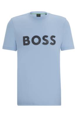 Hugo Boss Contrast Logo-print T-shirt In Cotton Jersey In Blue