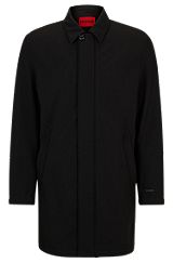 Slim-fit car coat in water-repellent canvas, Black