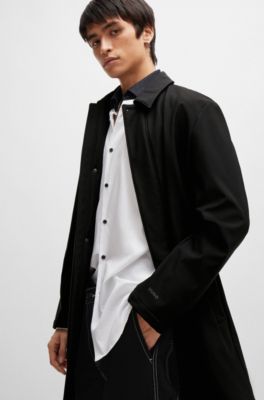 HUGO Slimfit car coat in waterrepellent canvas
