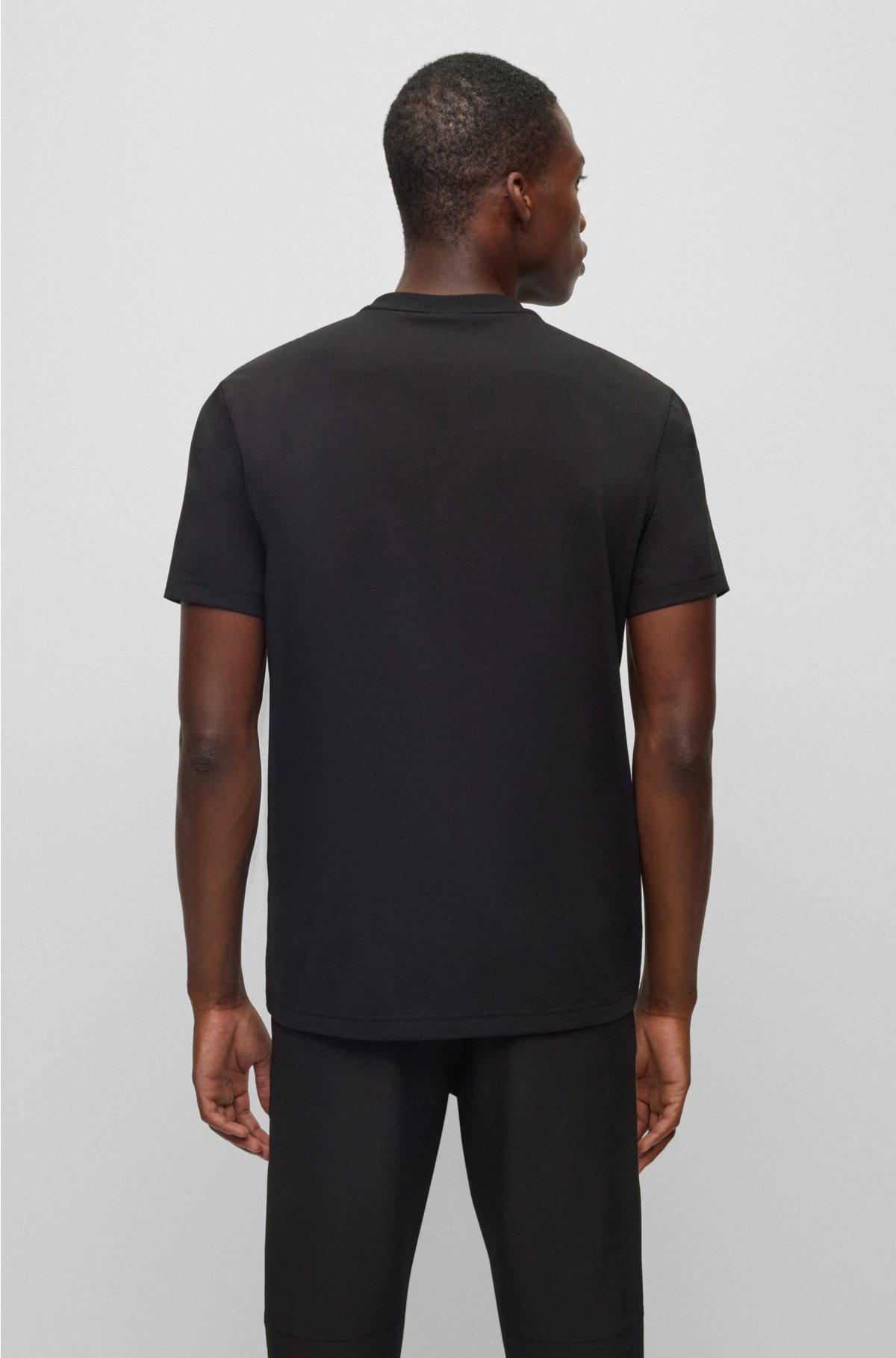 Photo-print T-shirt in stretch-cotton jersey, Black