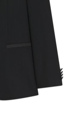 Slim-fit evening suit in stretch twill, Black
