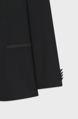 Slim-fit evening suit in stretch twill, Black