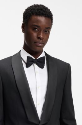 Slim-fit evening suit in stretch twill, Black