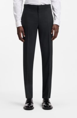 Slim-fit evening suit in stretch twill, Black