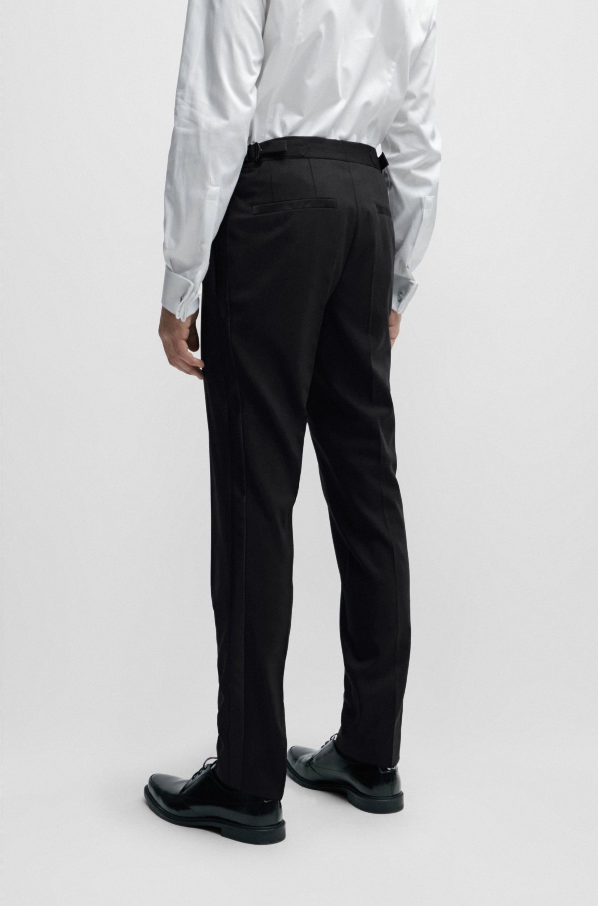Slim-fit evening suit in stretch twill, Black