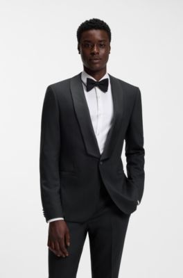 Slim-fit evening suit in stretch twill, Black