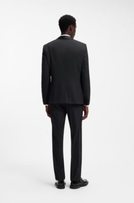 Slim-fit evening suit in stretch twill, Black