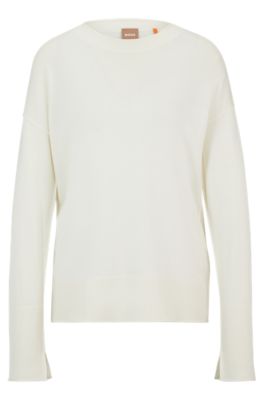 BOSS - Crew-neck sweater with slit cuffs