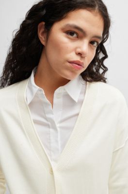 BOSS - Regular-fit cardigan with button front