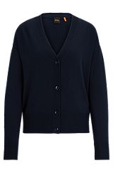 Regular-fit cardigan with button front, Dark Blue