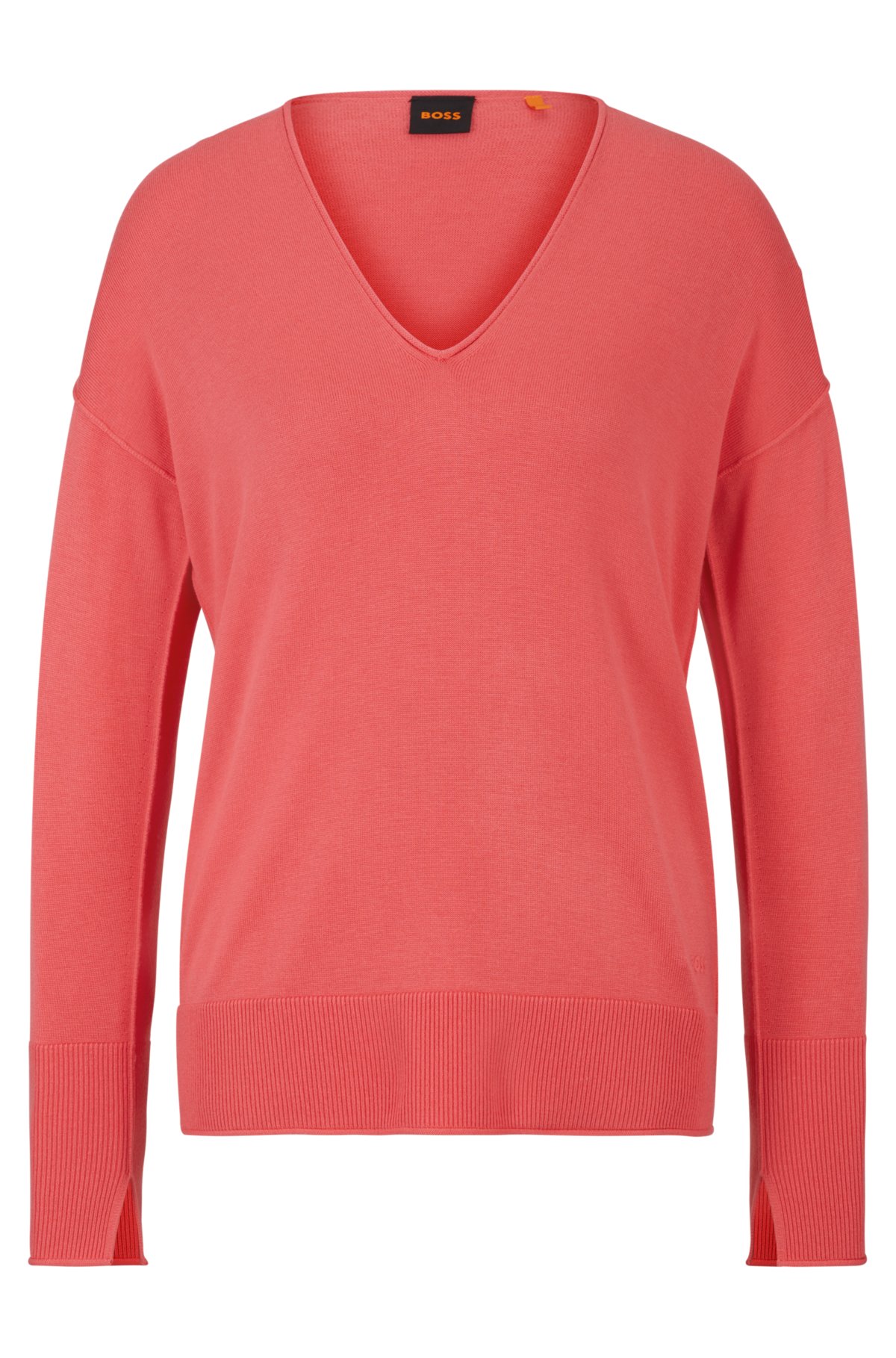 Regular-fit sweater with V neckline, Pink