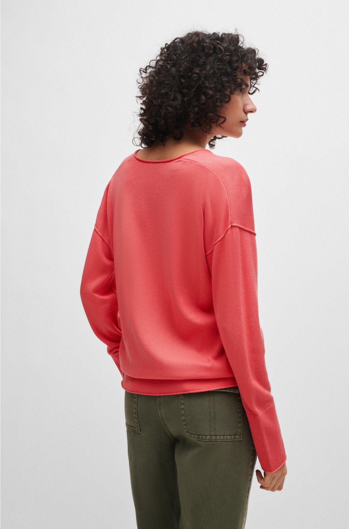 Regular-fit sweater with V neckline, Pink
