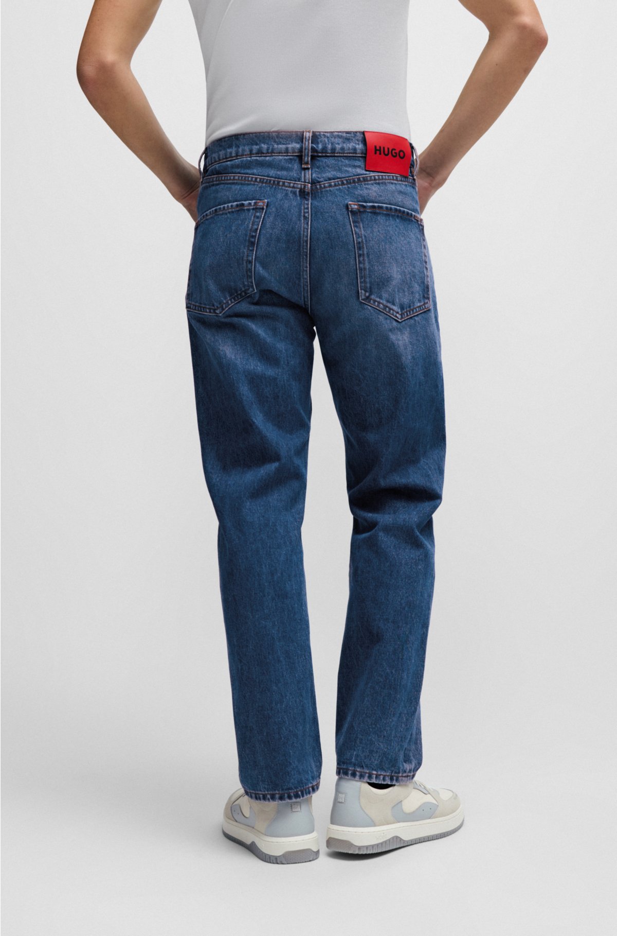 Regular-fit jeans in blue rigid denim, Blue