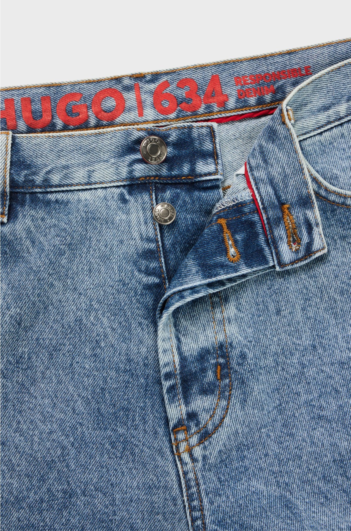 Tapered-fit jeans in blue rigid denim, Blue