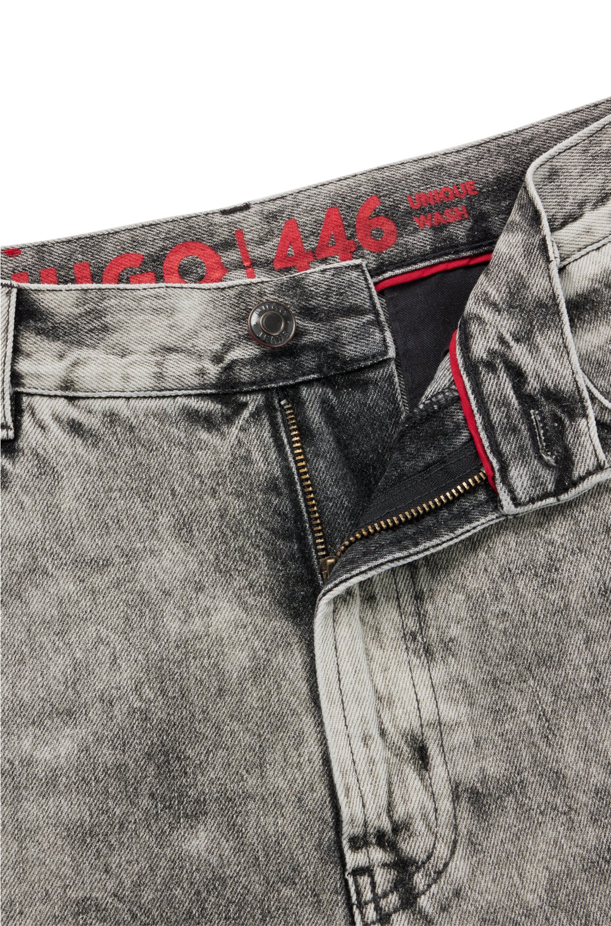 Loose-fit jeans in bleach-wash black rigid denim, Grey