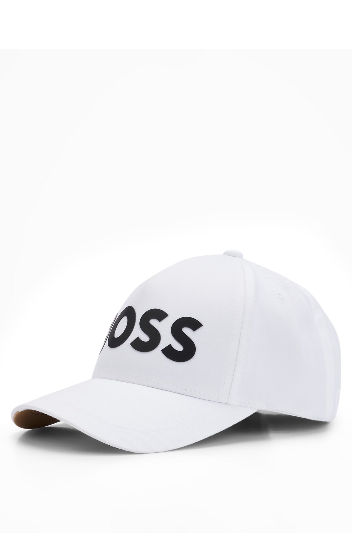Recycled-material cap with contrast logo print, White